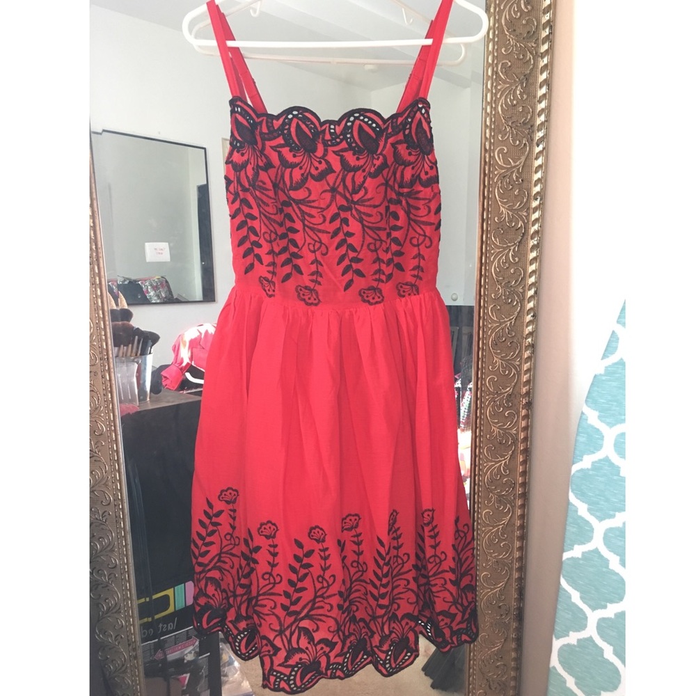 Voodoo Vixen Red embroidered dress L